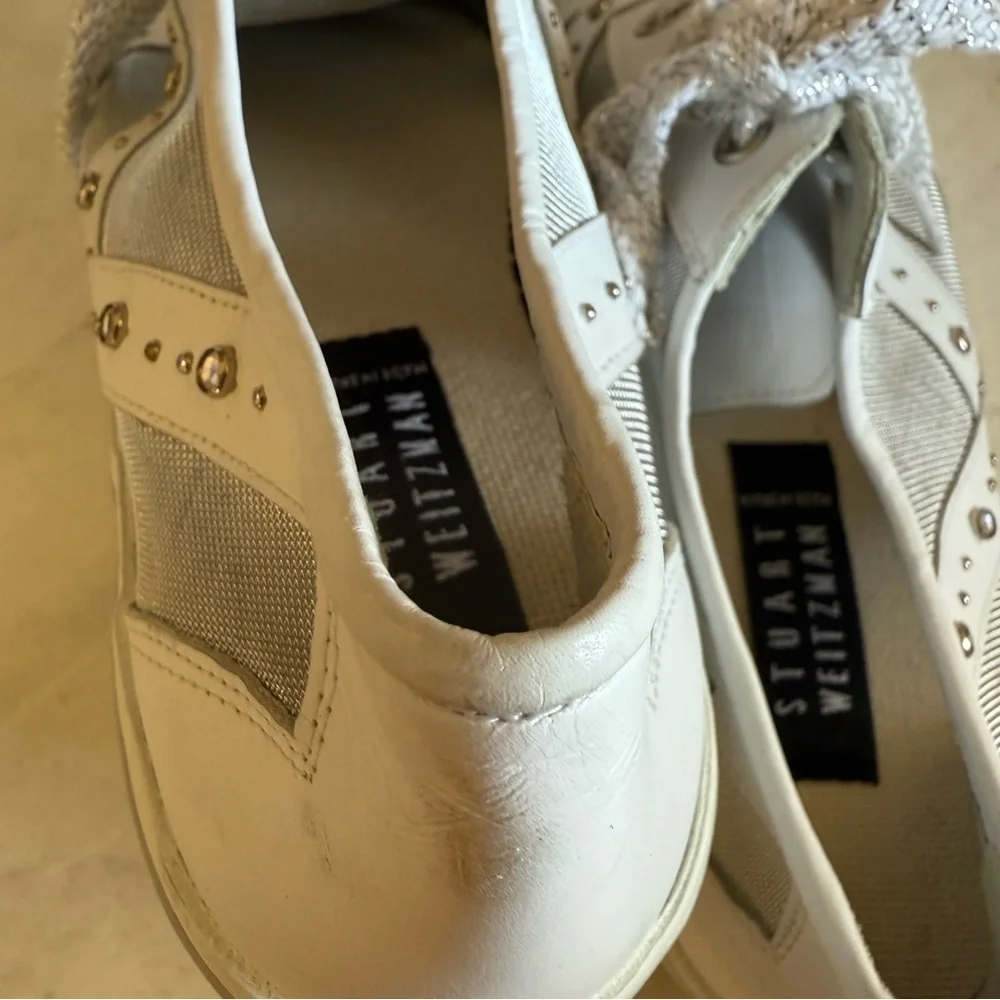 Stuart Weitzman VTG White Studded Sneakers - Picture 5 of 8